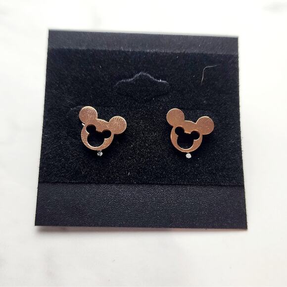 Rose Gold Plated Stainless Steel Mickey Mouse Earrings - Picture 3 of 4
